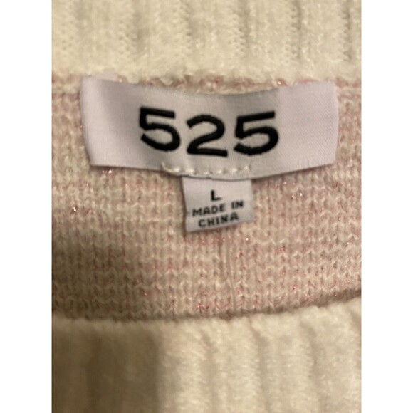 525 America Sweaters Women's L Pink Stretch Heavy Sparkles Crew Neck Long Sleeve - Picture 4 of 14